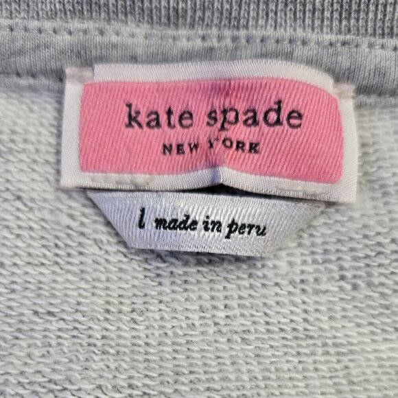 Kate Spade Rain or Shine Gray Elbow Sleeve Sweatshirt Sequin Cloud Whimsical - Picture 8 of 9